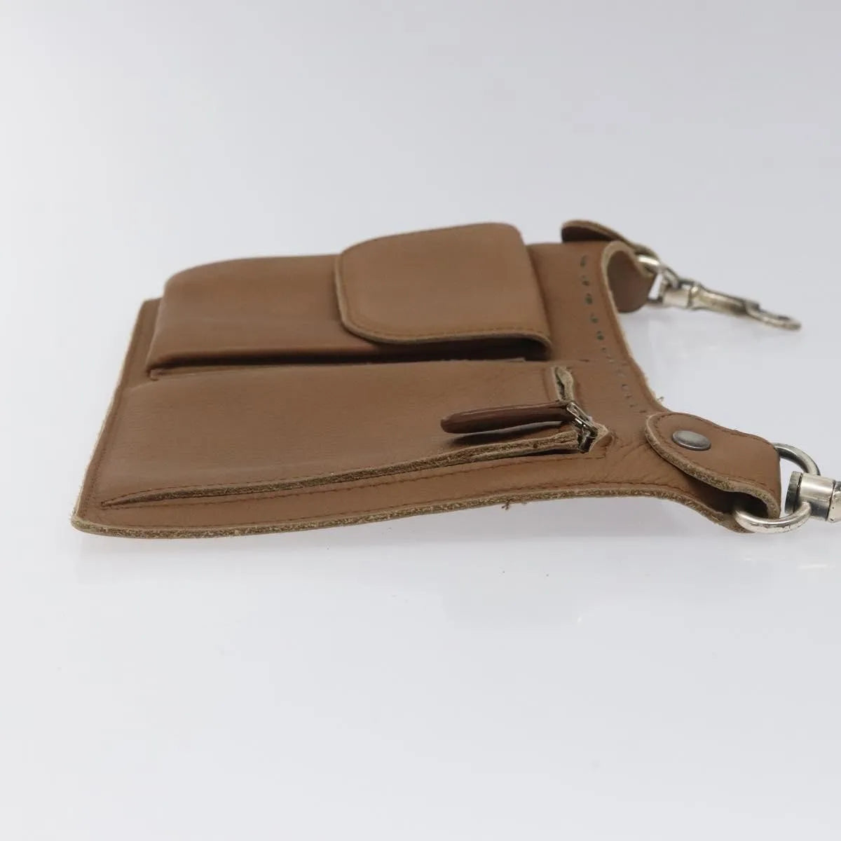 Bottega Veneta Vintage Front Pocket Waist Leather Brown Leather Clutche & Pouche Bag (Pre-Owned)