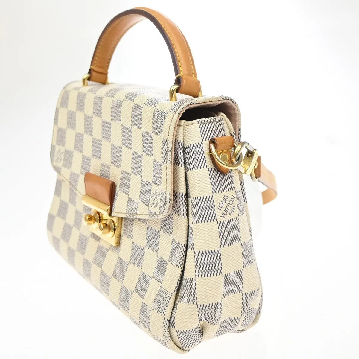 Louis Vuitton Croisette Damier White Canvas Handbag (Pre-Owned)