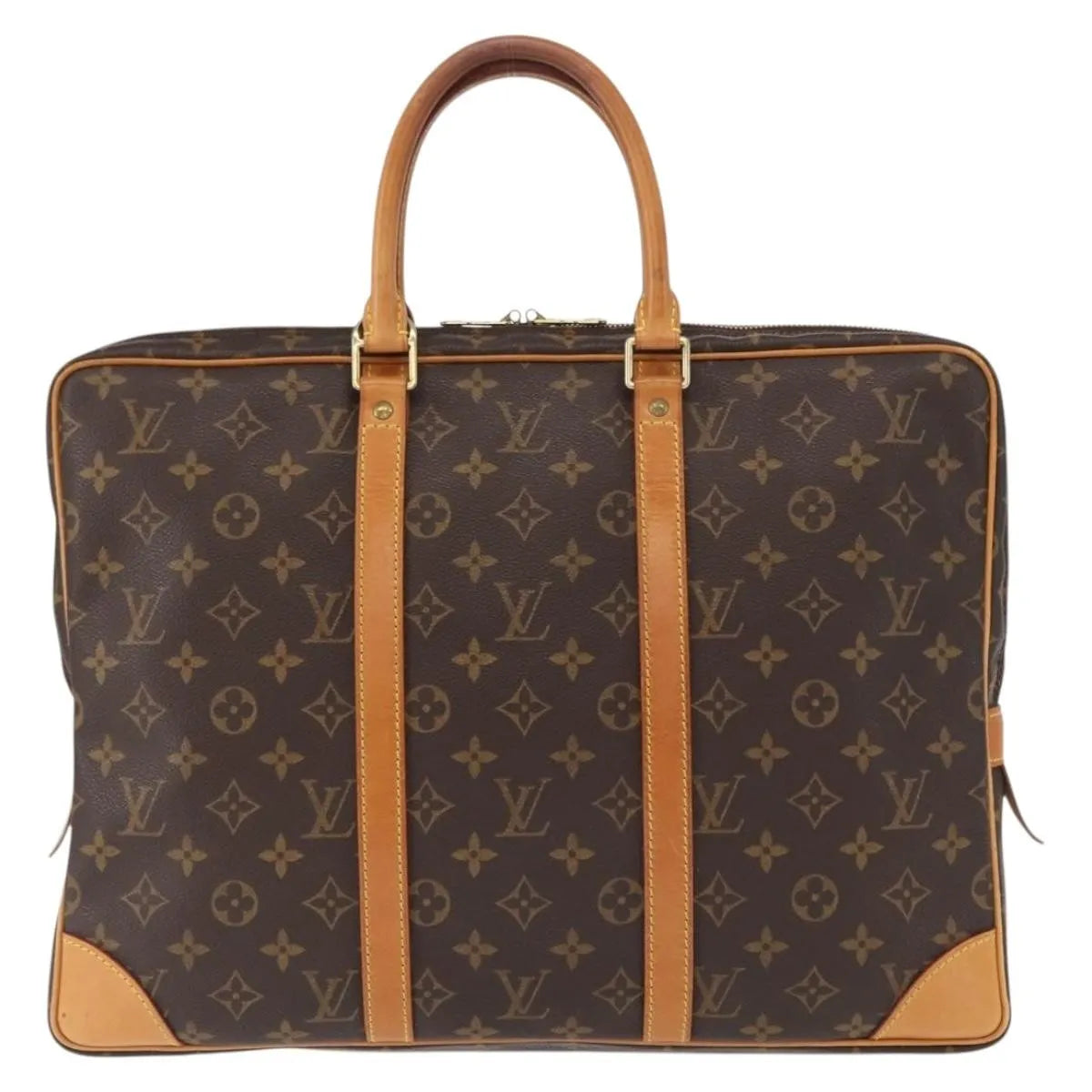 Louis Vuitton Porte Documents Voyage Monogram Canvas Brown Canvas Briefcase Bag (Pre-Owned)