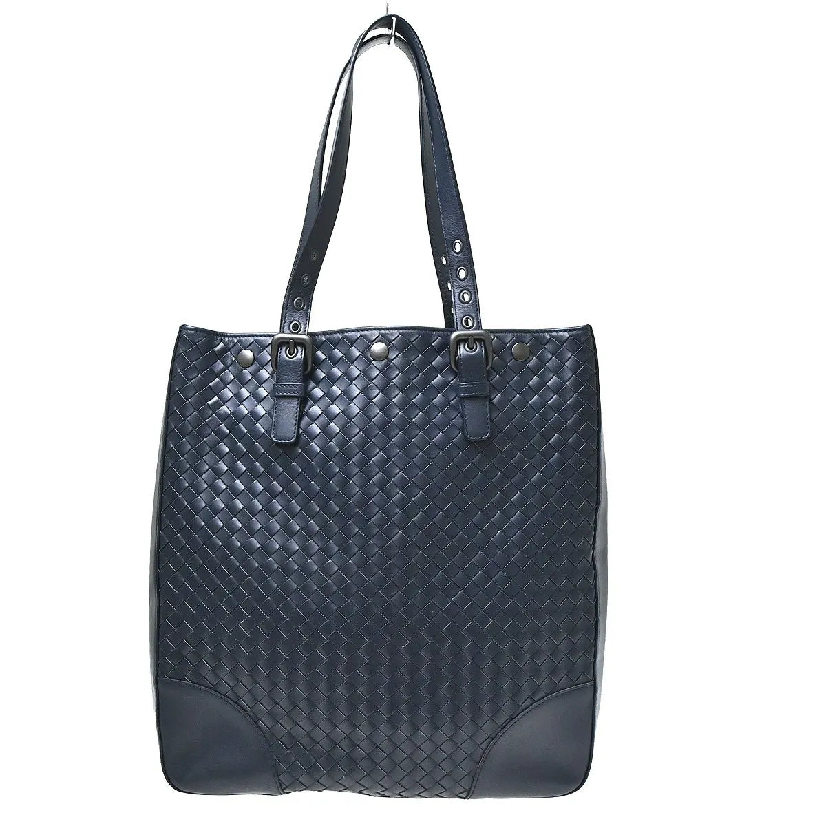 Bottega Veneta Belted Snap Tote Intrecciato Nappa Navy Leather Tote Bag Bag (Pre-Owned)