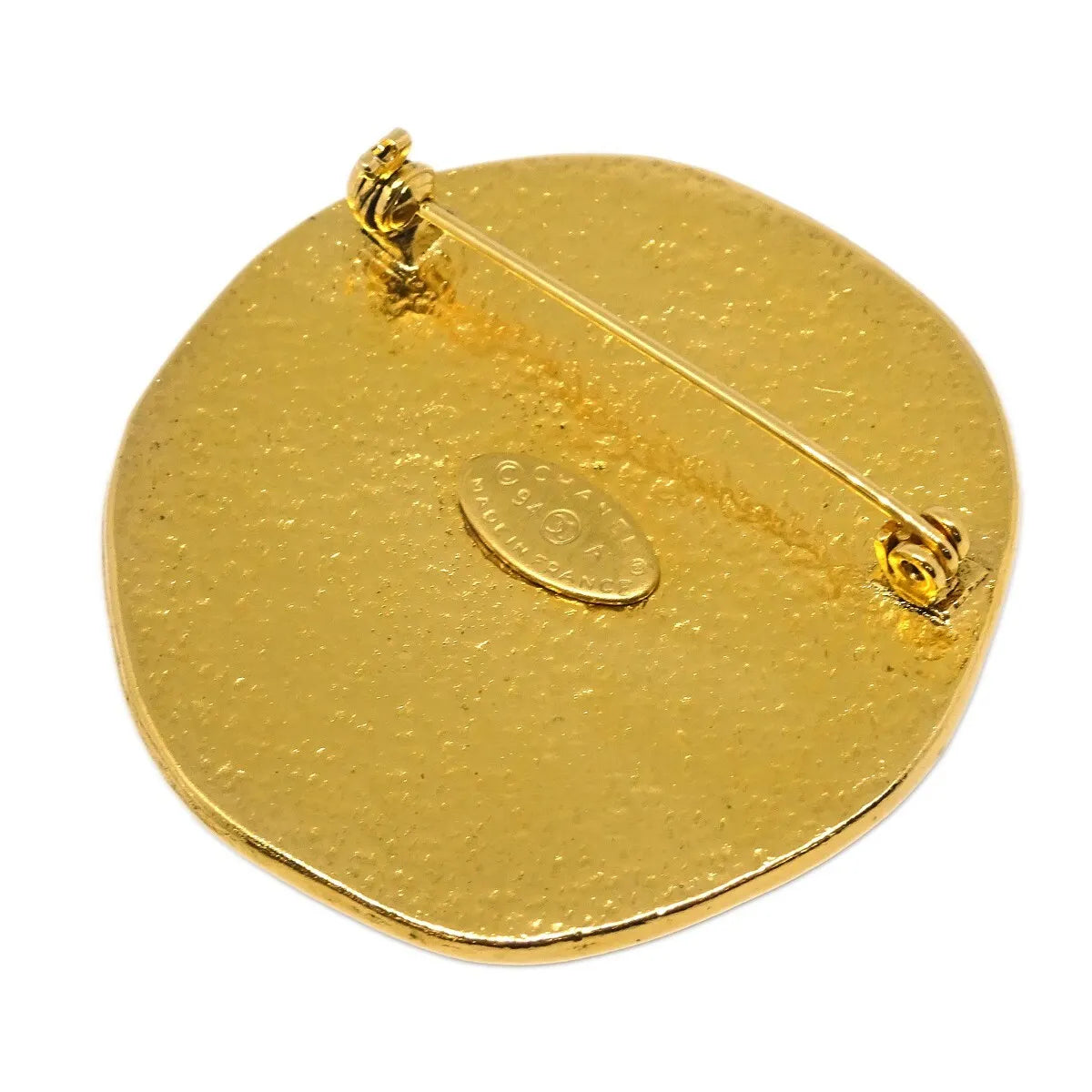 Chanel Vintage Round Cc Sun Metal Gold Gold_Plated Brooch Jewelry (Pre-Owned)