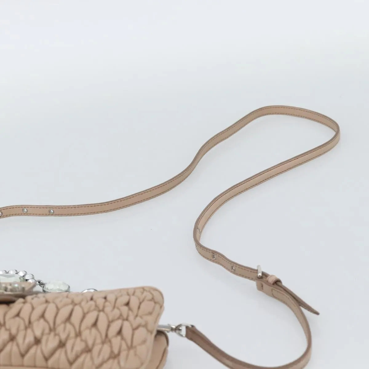 Miu Miu Crystal Convertible Chain Matelasse Leather Pink Leather Shoulder Bag Bag (Pre-Owned)