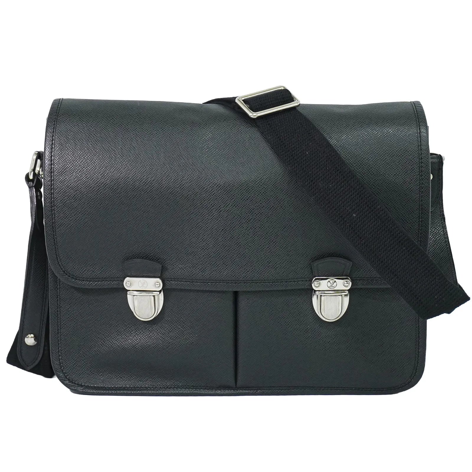 Louis Vuitton Alexei Messenger Taiga Leather Black Leather Shoulder Bag Bag (Pre-Owned)