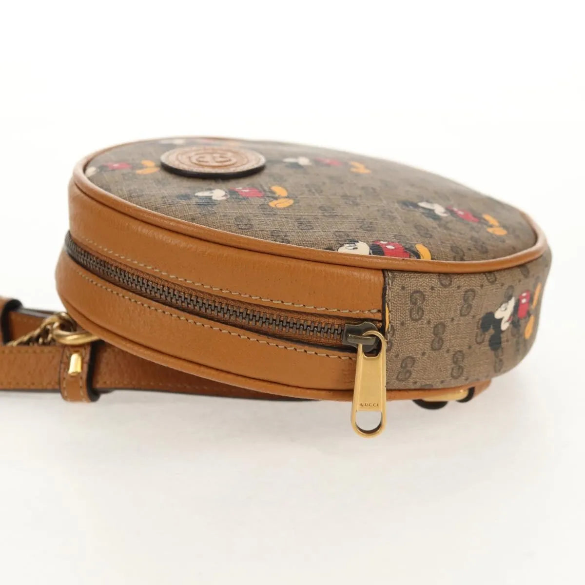 Gucci Disney Mickey Mouse Round Backpack (Outlet) Printed Mini Gg Coated Canvas Beige Canvas Backpack Bag (Pre-Owned)