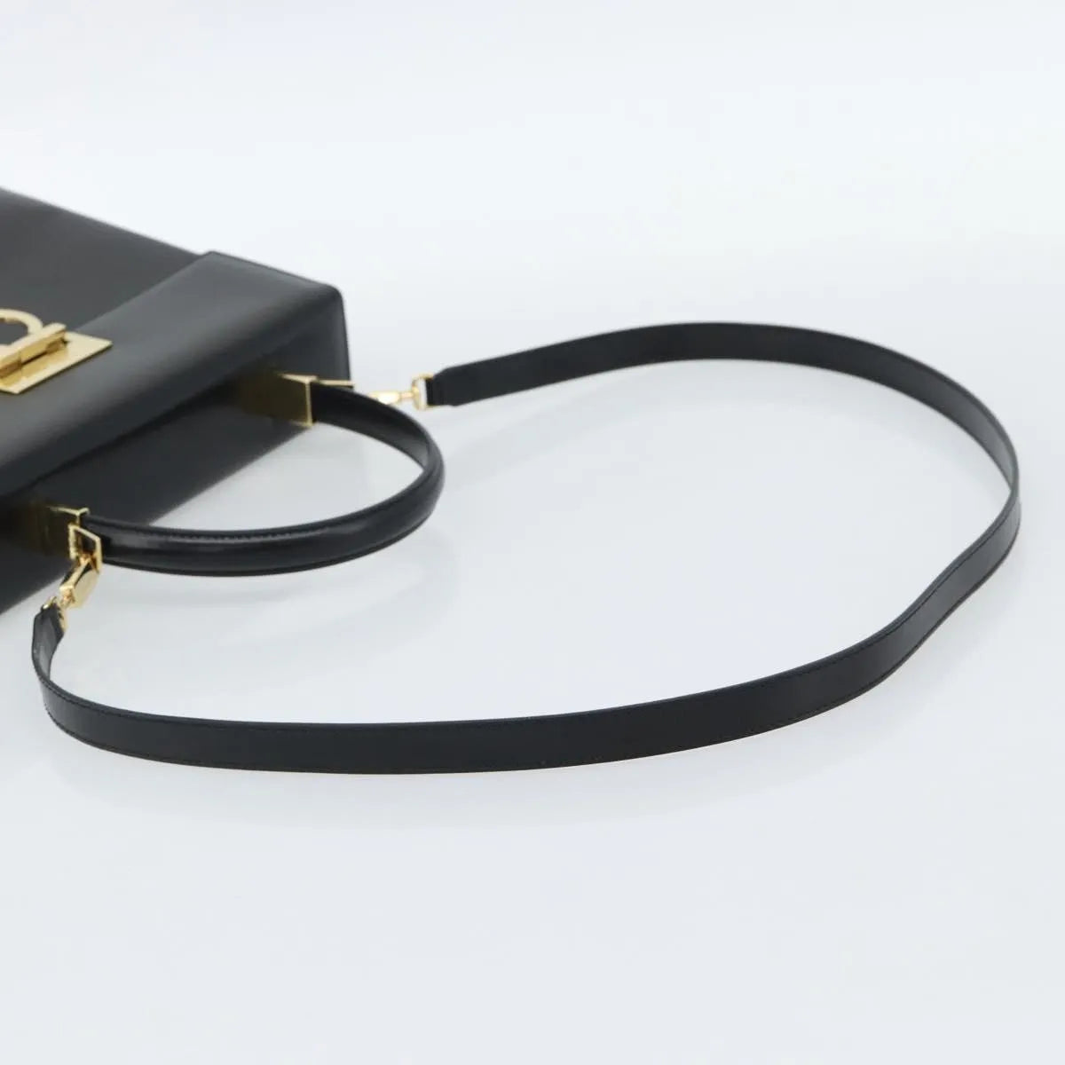 Salvatore Ferragamo Convertible Top Handle Leather Black Leather Handbag (Pre-Owned)