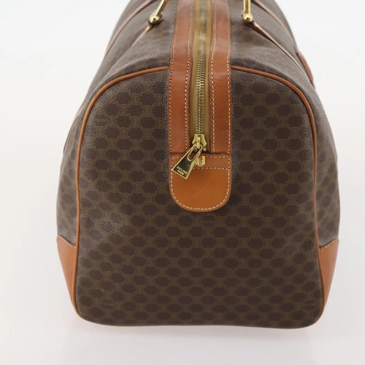 Celine Vintage Duffle Macadam Coated Canvas Brown Canvas Travel Bag Bag (Pre-Owned)