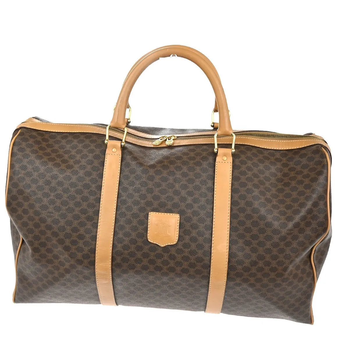 Celine Vintage Duffle Macadam Coated Canvas Brown Pvc Travel Bag Bag (Pre-Owned)