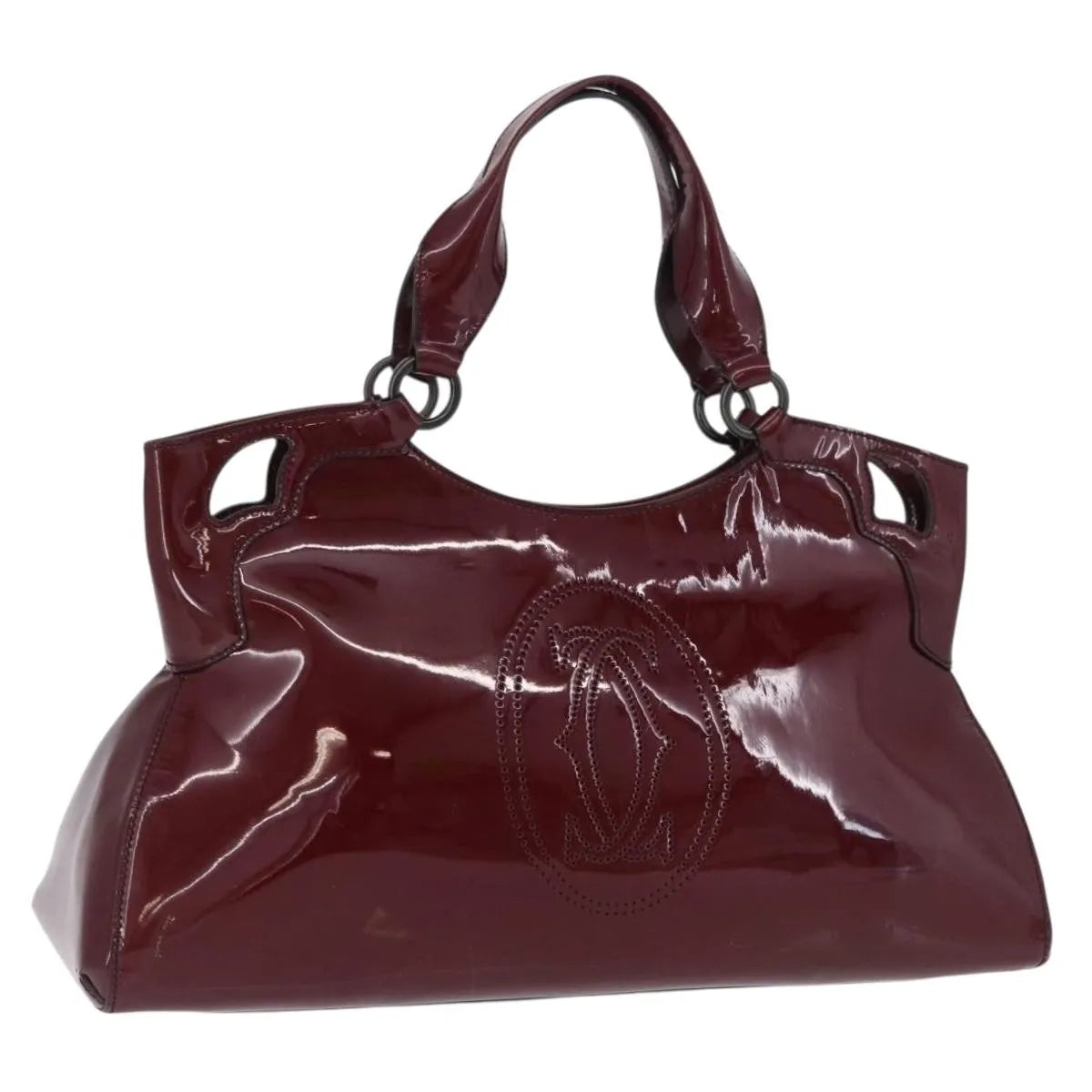 Cartier Marcello Patent Leather Burgundy Patent_Leather Handbag (Pre-Owned)