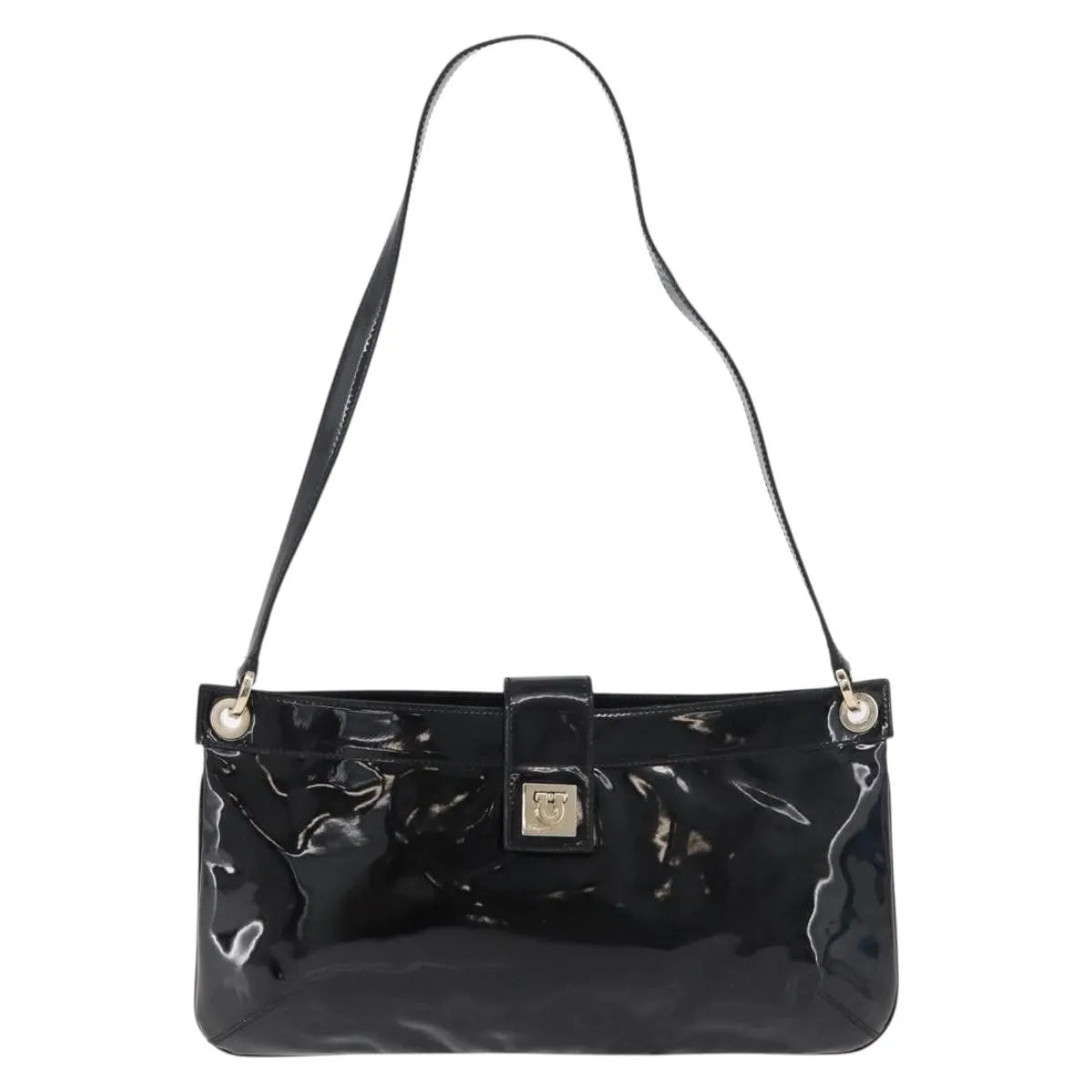 Salvatore Ferragamo Gancini Shoulder Bag Patent Leather Black Patent_Leather Shoulder Bag Bag (Pre-Owned)