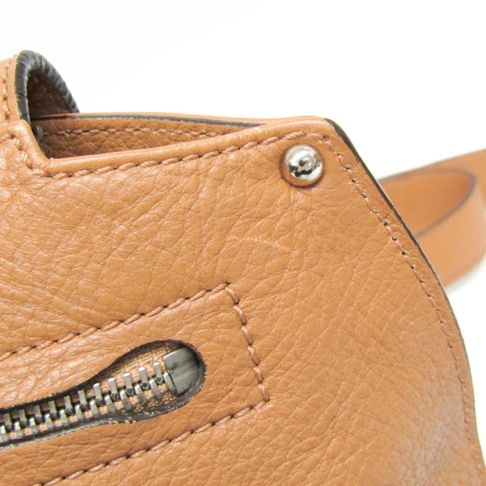 Salvatore Ferragamo Gancini Leather Brown Leather Shoulder Bag Bag (Pre-Owned)
