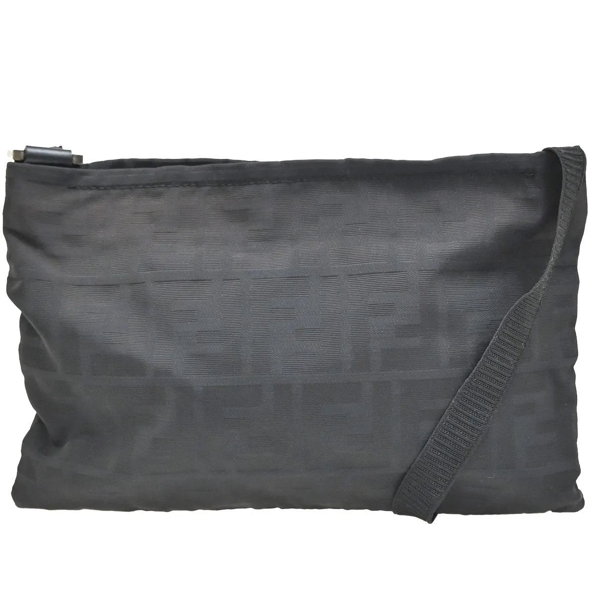 Fendi Logo Zucca Zucca Black Canvas Shoulder Bag Bag (Pre-Owned)