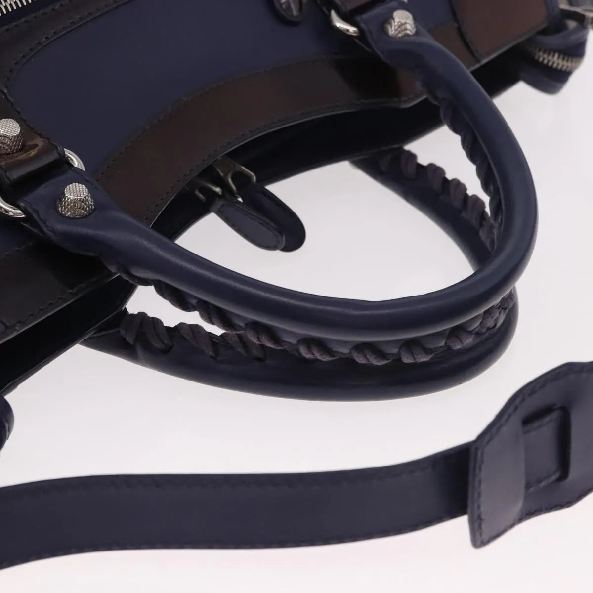 Balenciaga Holiday City Giant Studs Matte Calfskin Navy Leather Handbag (Pre-Owned)