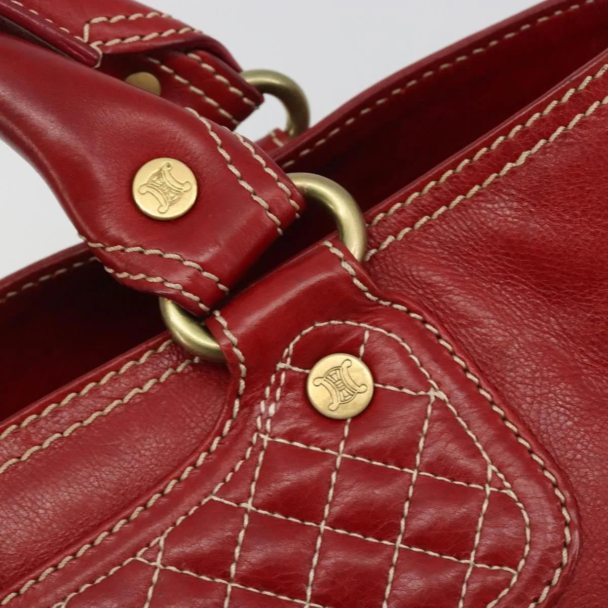 Celine Boogie Satchel Leather Red Leather Handbag (Pre-Owned)