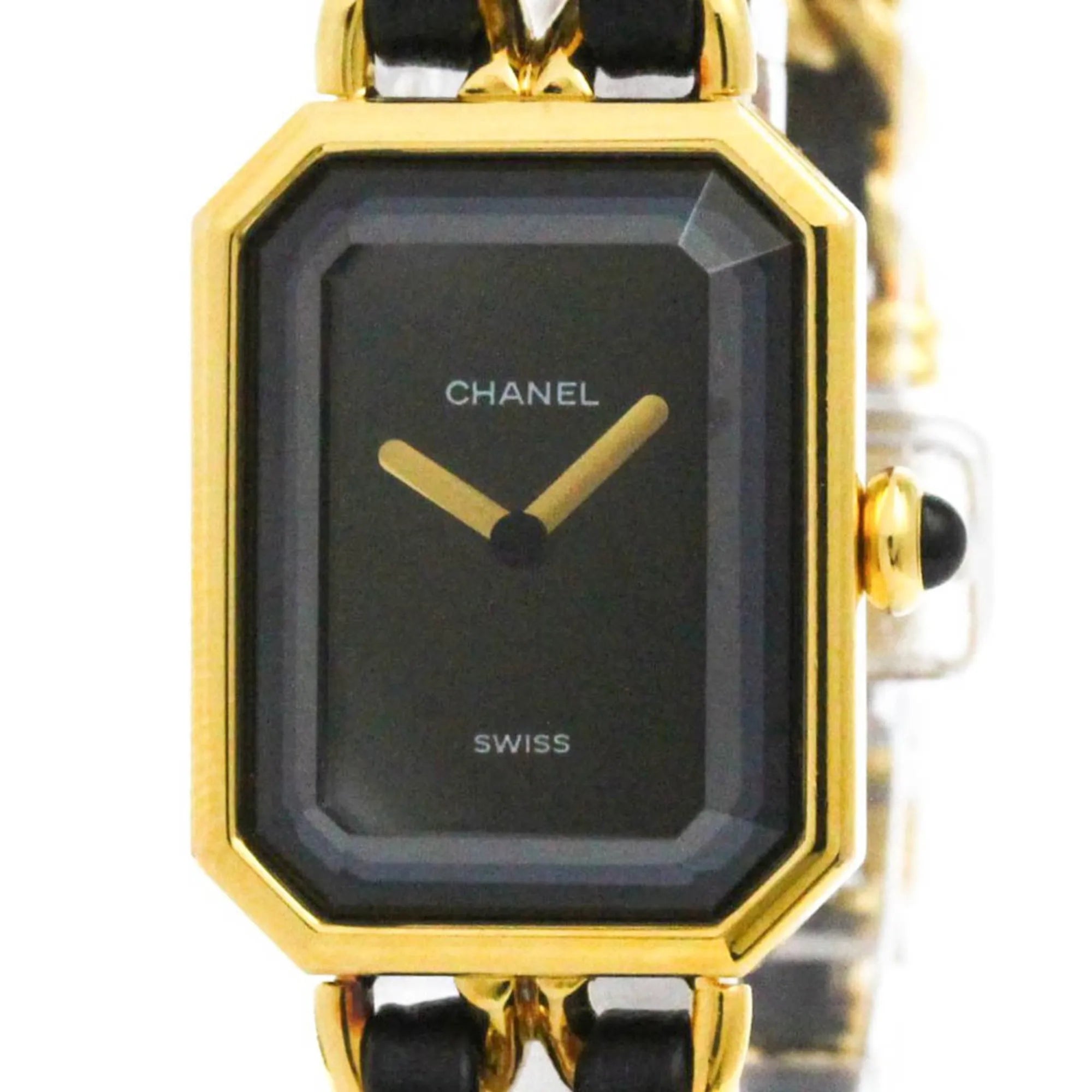 Chanel Premiere Rock Quartz Plated Metal And Leather Watch (Pre-Owned)