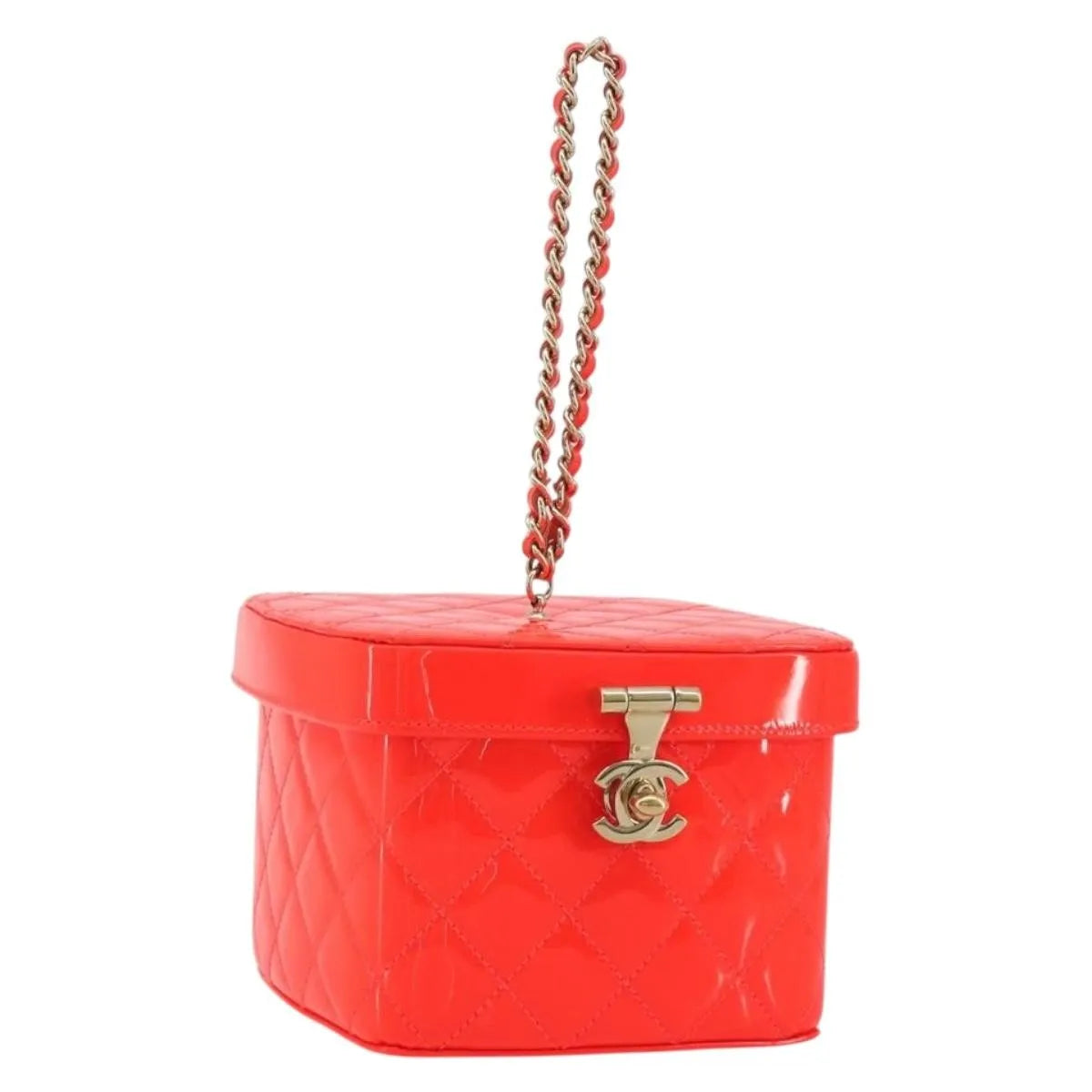 Chanel Makeup Case Minaudiere Quilted Patent Red Patent_Leather Clutche & Pouche Bag (Pre-Owned)
