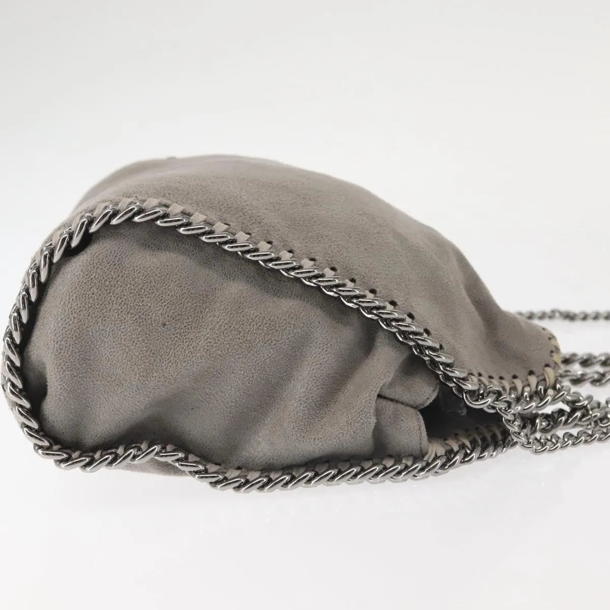 Stella Mccartney Falabella Fold Over Faux Suede Gray Synthetic Shoulder Bag Bag (Pre-Owned)