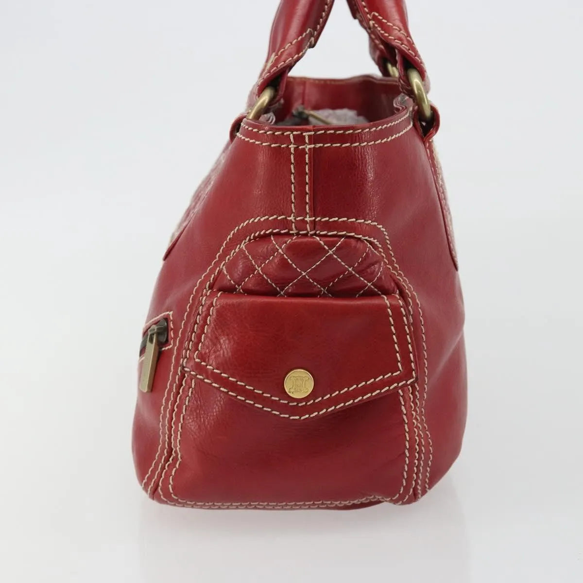 Celine Boogie Satchel Leather Red Leather Handbag (Pre-Owned)