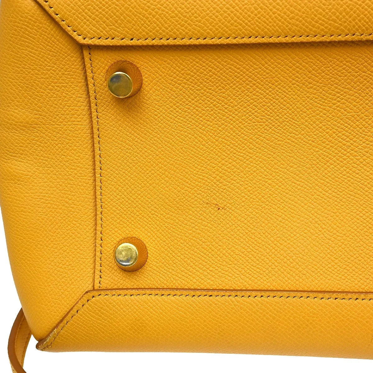 Celine Belt Textured Leather Yellow Leather Handbag (Pre-Owned)