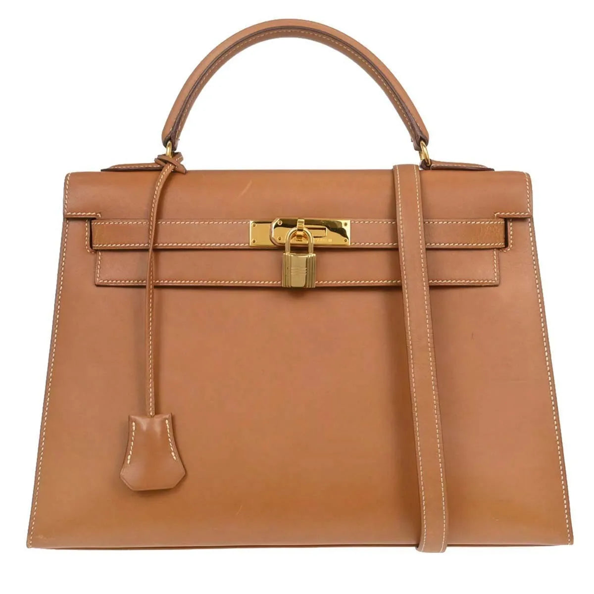 Hermes Kelly Sellier Chamonix Neutral Leather Handbag (Pre-Owned)
