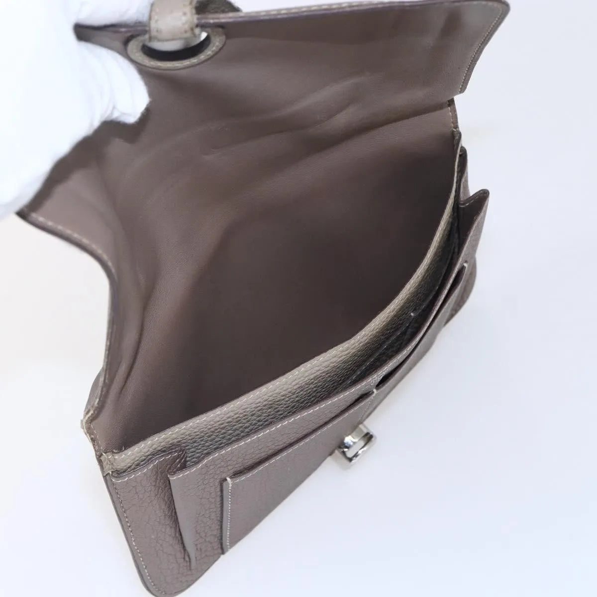 Hermes Dogon Duo Combined Wallet Leather Gray Leather Wallets Accessory (Pre-Owned)