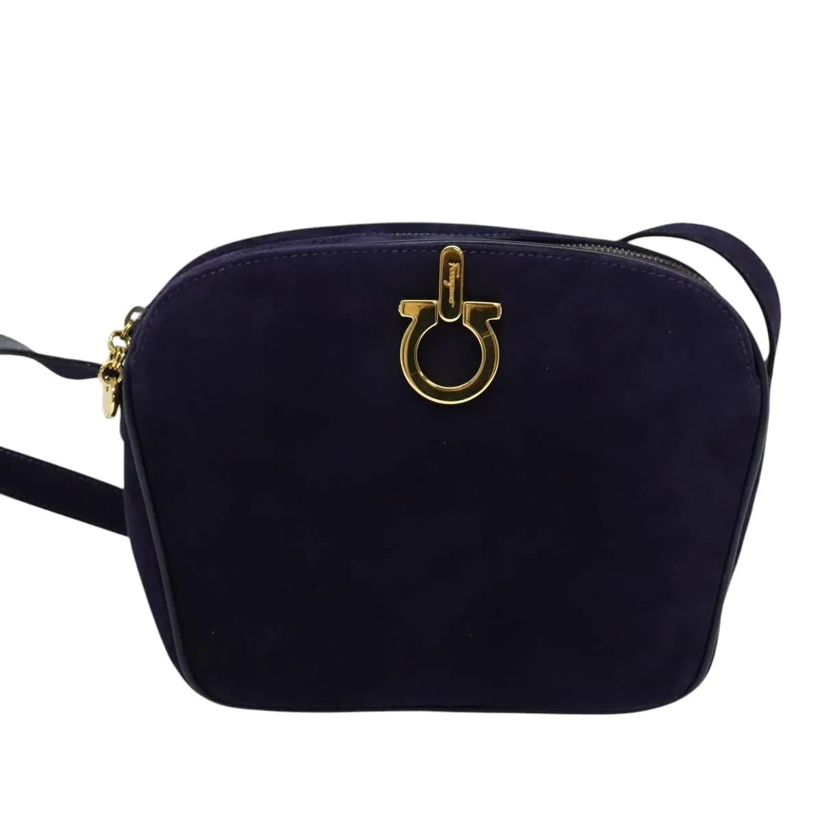 Salvatore Ferragamo Gancini Suede Purple Suede Shoulder Bag Bag (Pre-Owned)