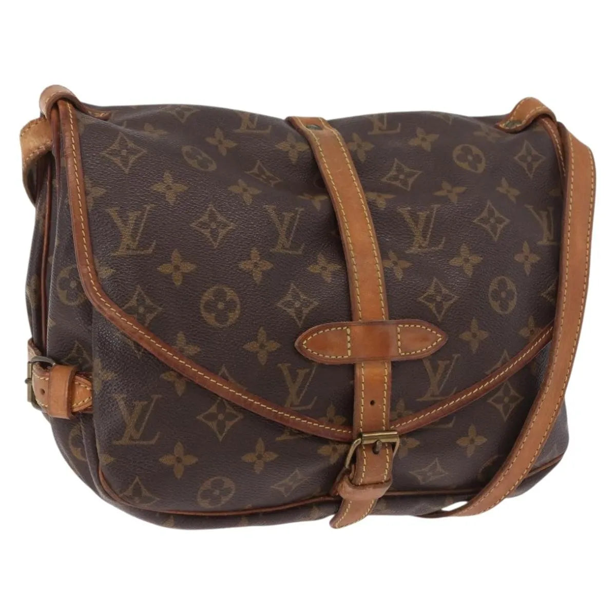 Louis Vuitton Saumur Monogram Brown Canvas Shoulder Bag Bag (Pre-Owned)