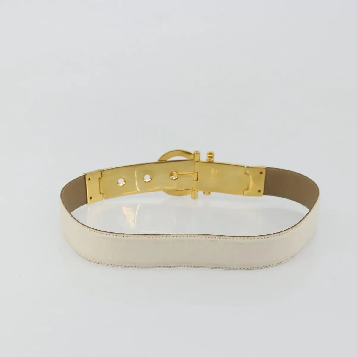 Salvatore Ferragamo Gancini Buckle Reversible Belt Leather White Leather Belts Accessory (Pre-Owned)