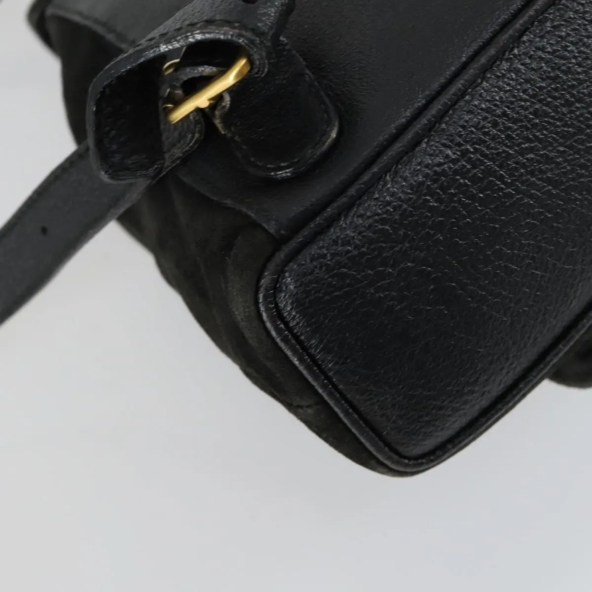 Gucci Vintage Bamboo Suede Black Leather Backpack Bag (Pre-Owned)