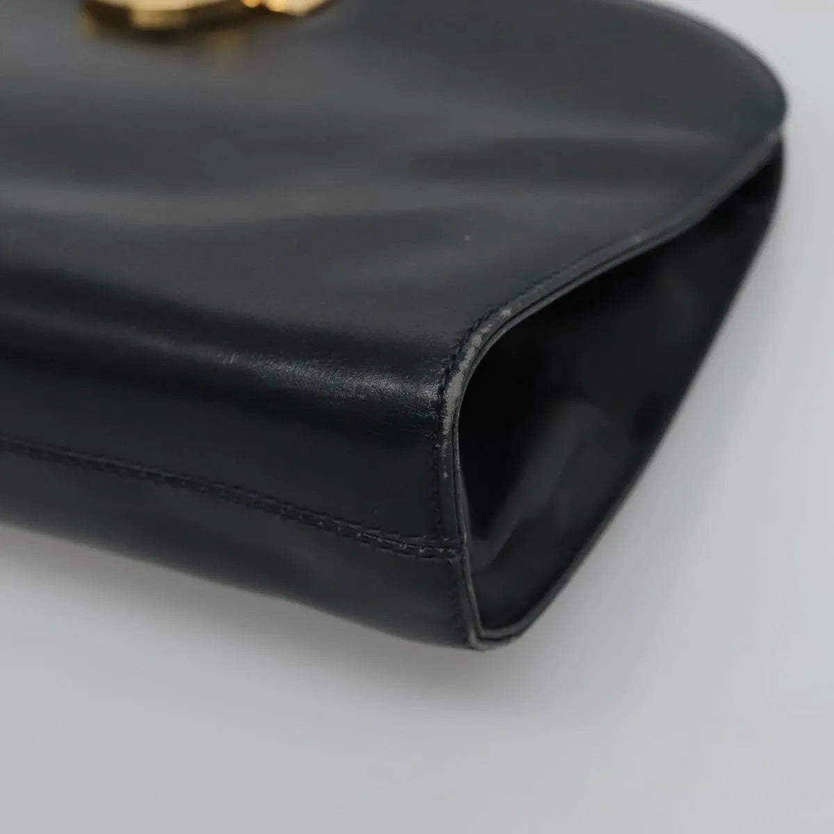 Salvatore Ferragamo Vintage Gancini Chain Leather Navy Leather Shoulder Bag Bag (Pre-Owned)