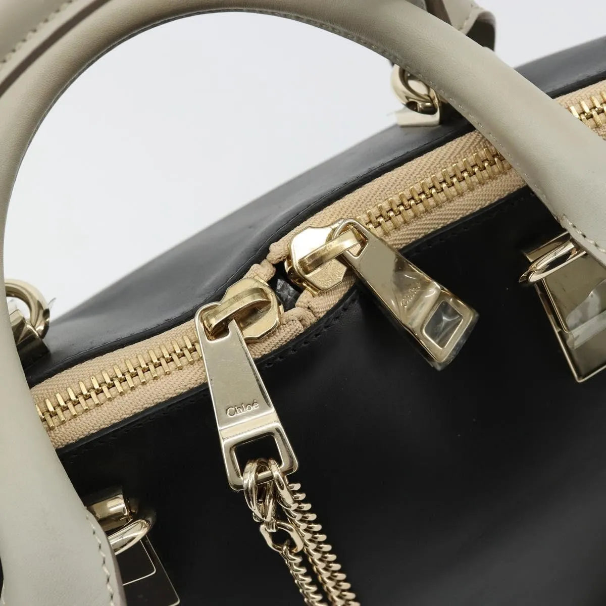 Chloe Bicolor Baylee Satchel Leather Black Leather Handbag (Pre-Owned)