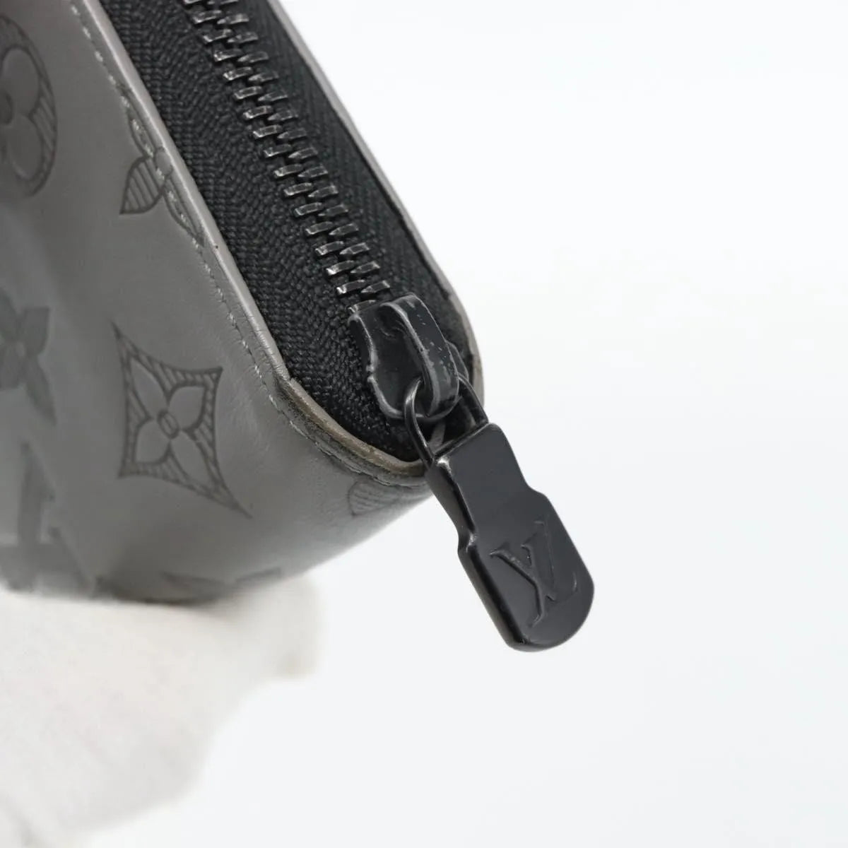 Louis Vuitton Zippy Wallet Vertical Monogram Shadow Leather Gray Leather Wallets Accessory (Pre-Owned)