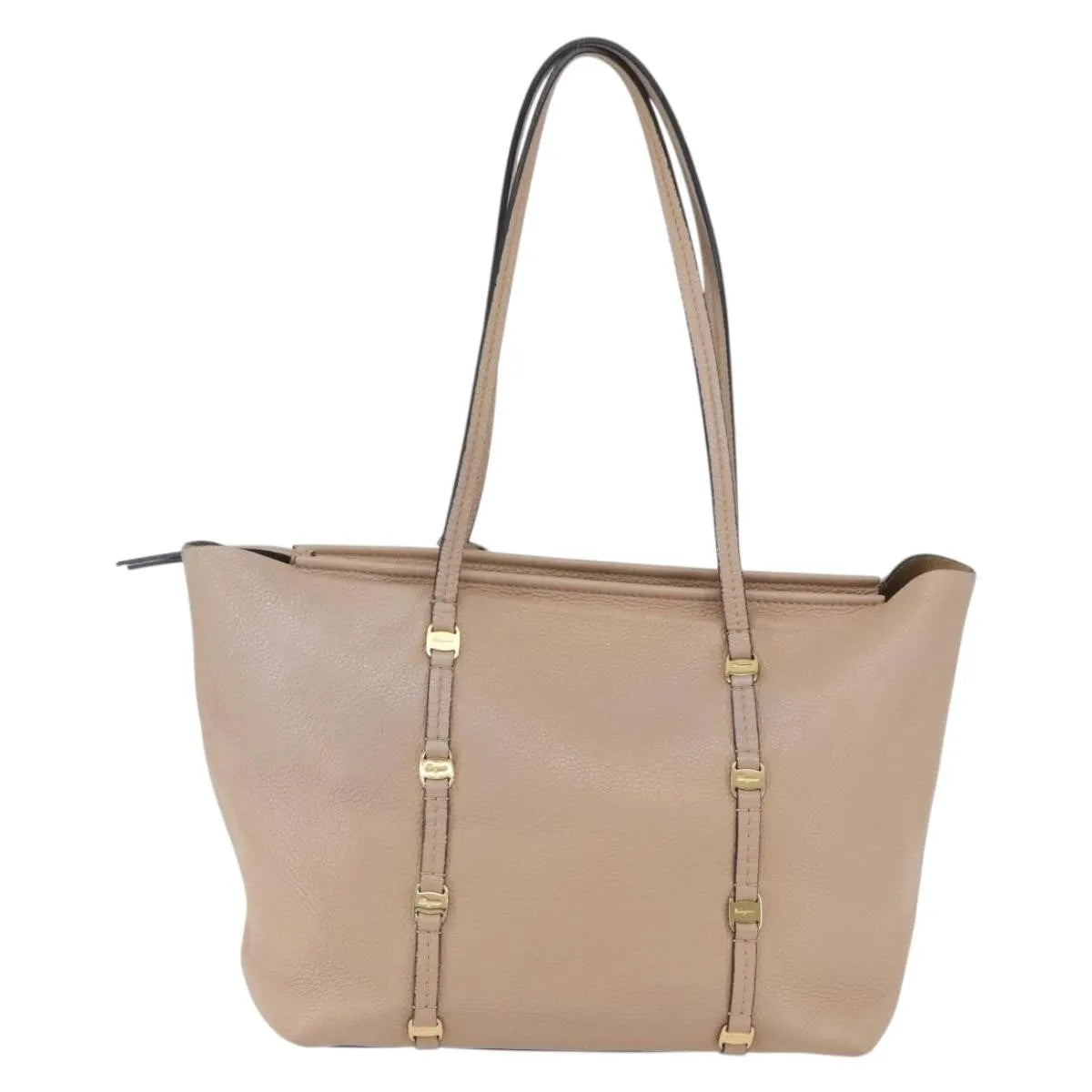 Salvatore Ferragamo Vala Tote Leather Beige Leather Tote Bag Bag (Pre-Owned)