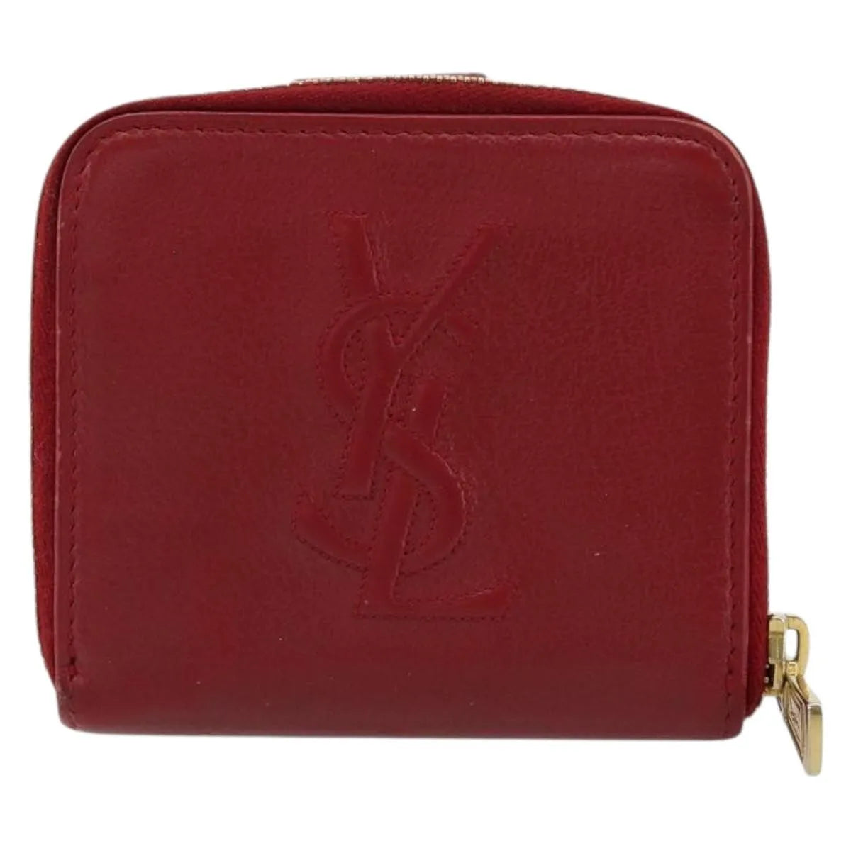 Saint Laurent Zipped Bifold Leather Red Leather Wallets Accessory (Pre-Owned)