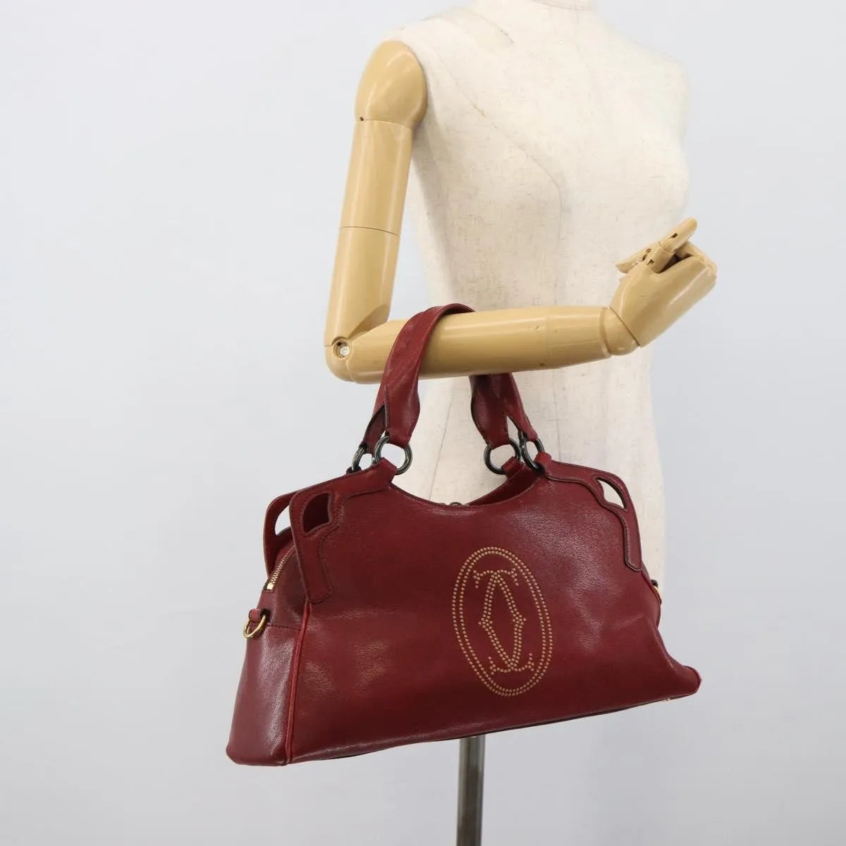 Cartier Marcello Leather Red Leather Handbag (Pre-Owned)