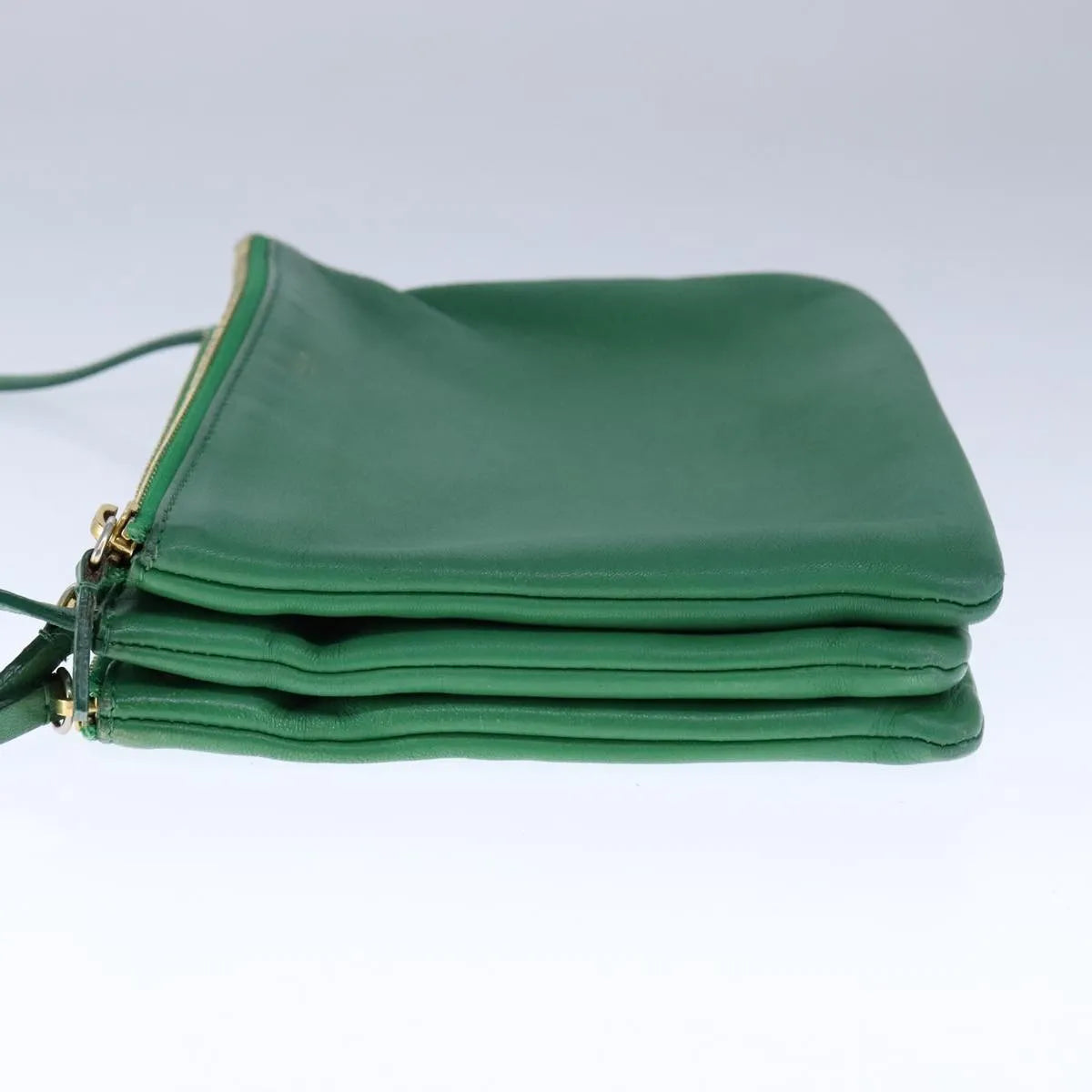 Celine Trio Leather Green Leather Shoulder Bag Bag (Pre-Owned)