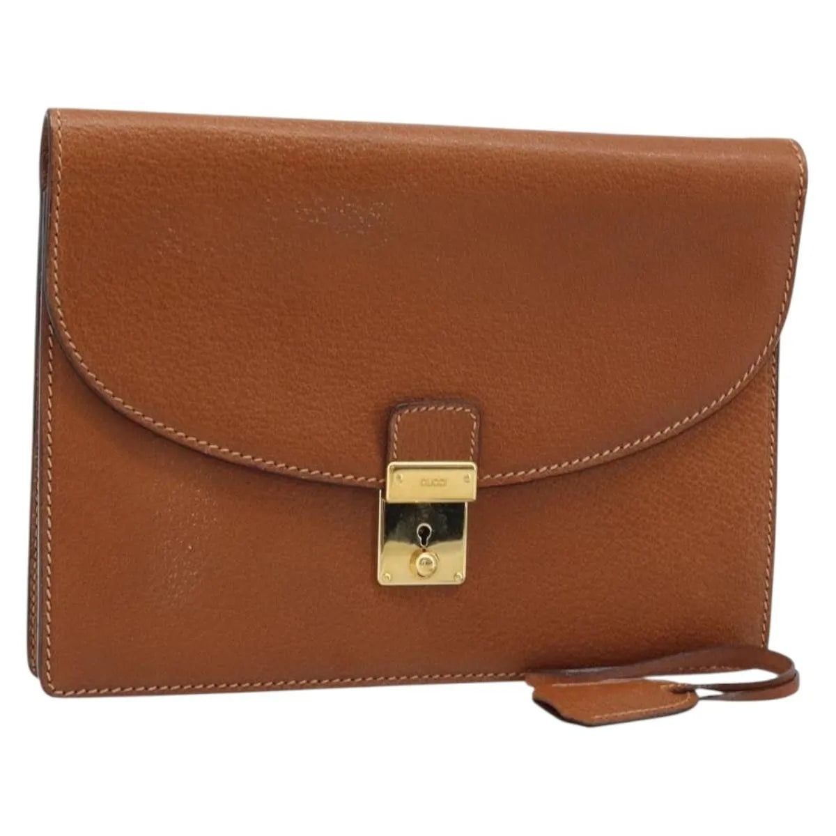 Gucci Vintage Clutch Leather Brown Leather Clutche & Pouche Bag (Pre-Owned)