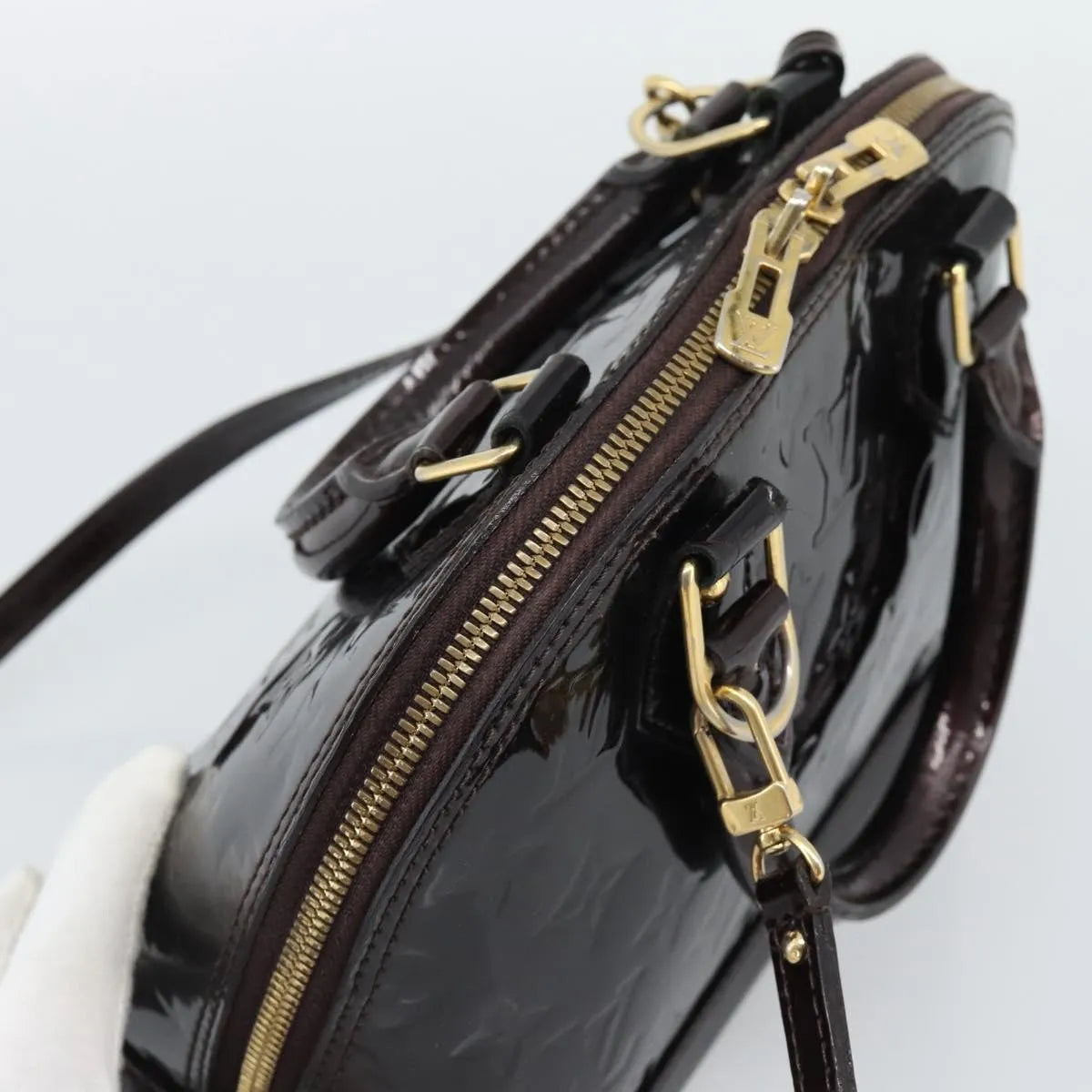 Louis Vuitton Alma Patent Leather Brown Patent_Leather Handbag (Pre-Owned)