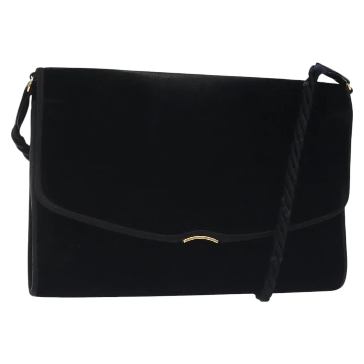 Gucci Vintage Flap Velvet Black Velvet Shoulder Bag Bag (Pre-Owned)