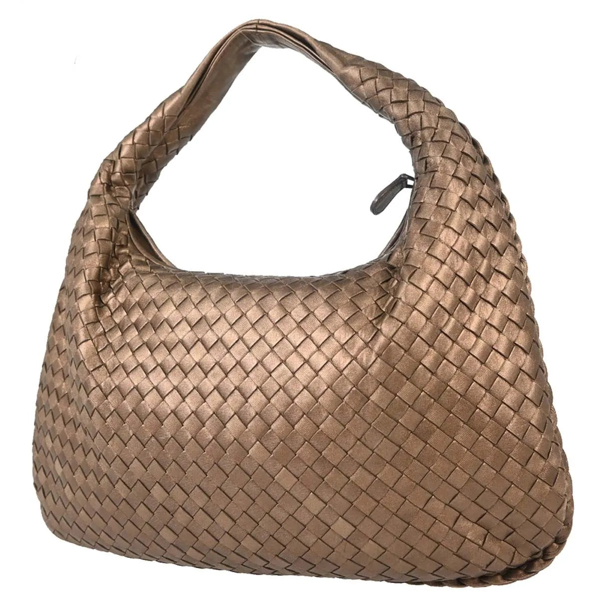 Bottega Veneta Intrecciato Leather Metallic Leather Handbag (Pre-Owned)