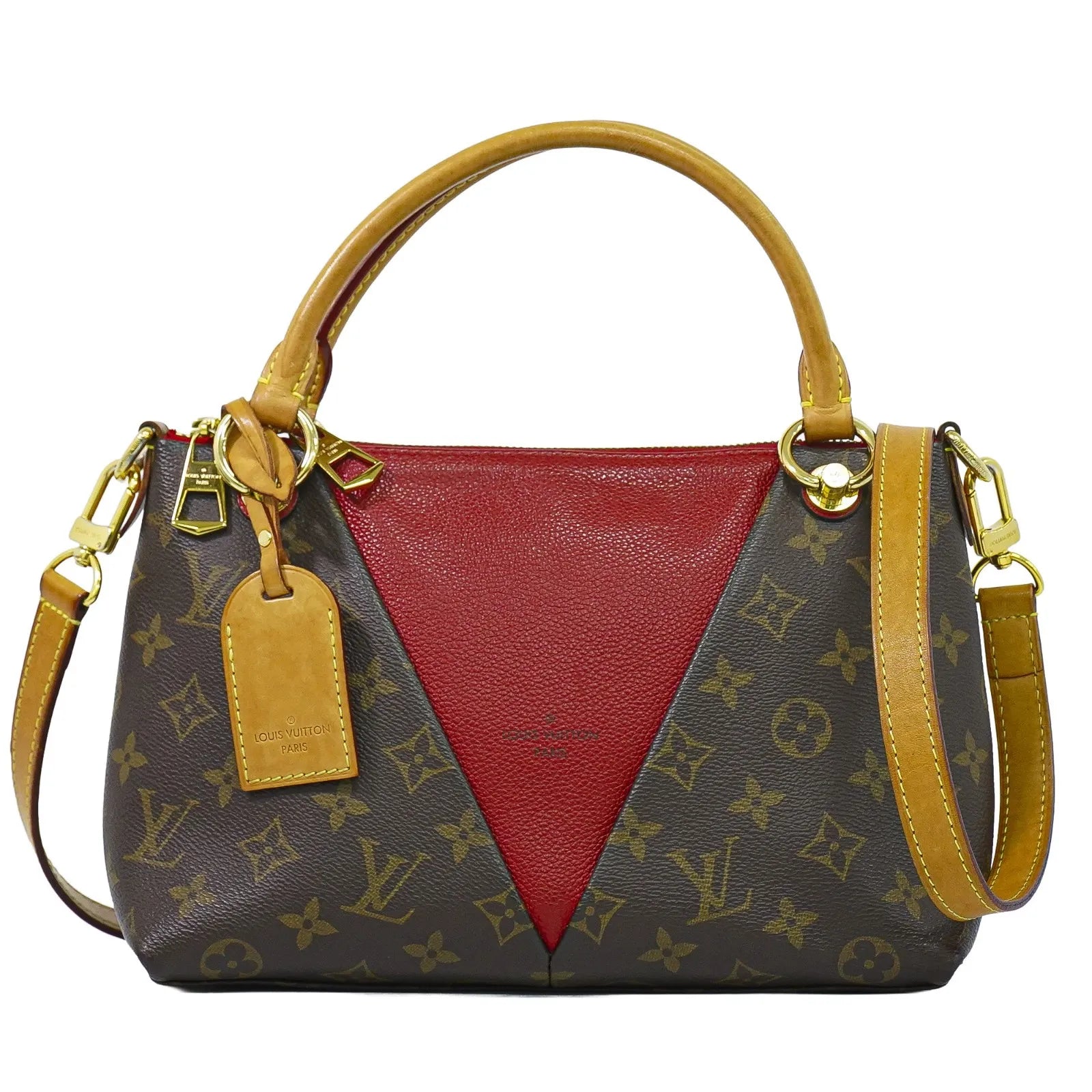 Louis Vuitton V Tote Monogram Canvas And Leather Brown Canvas Handbag (Pre-Owned)