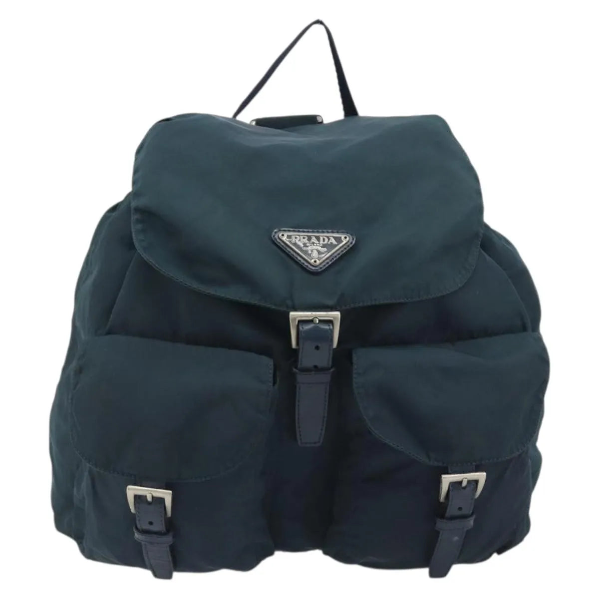 Prada Double Front Pocket Tessuto Navy Nylon Backpack Bag (Pre-Owned)