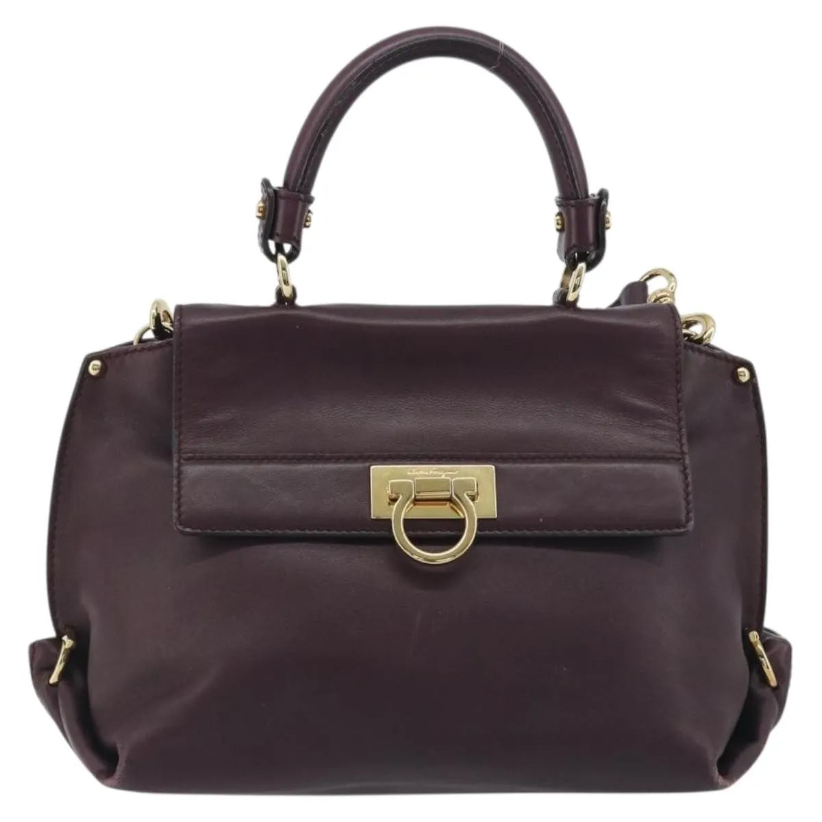 Salvatore Ferragamo Sofia Satchel Smooth Leather Purple Leather Handbag (Pre-Owned)