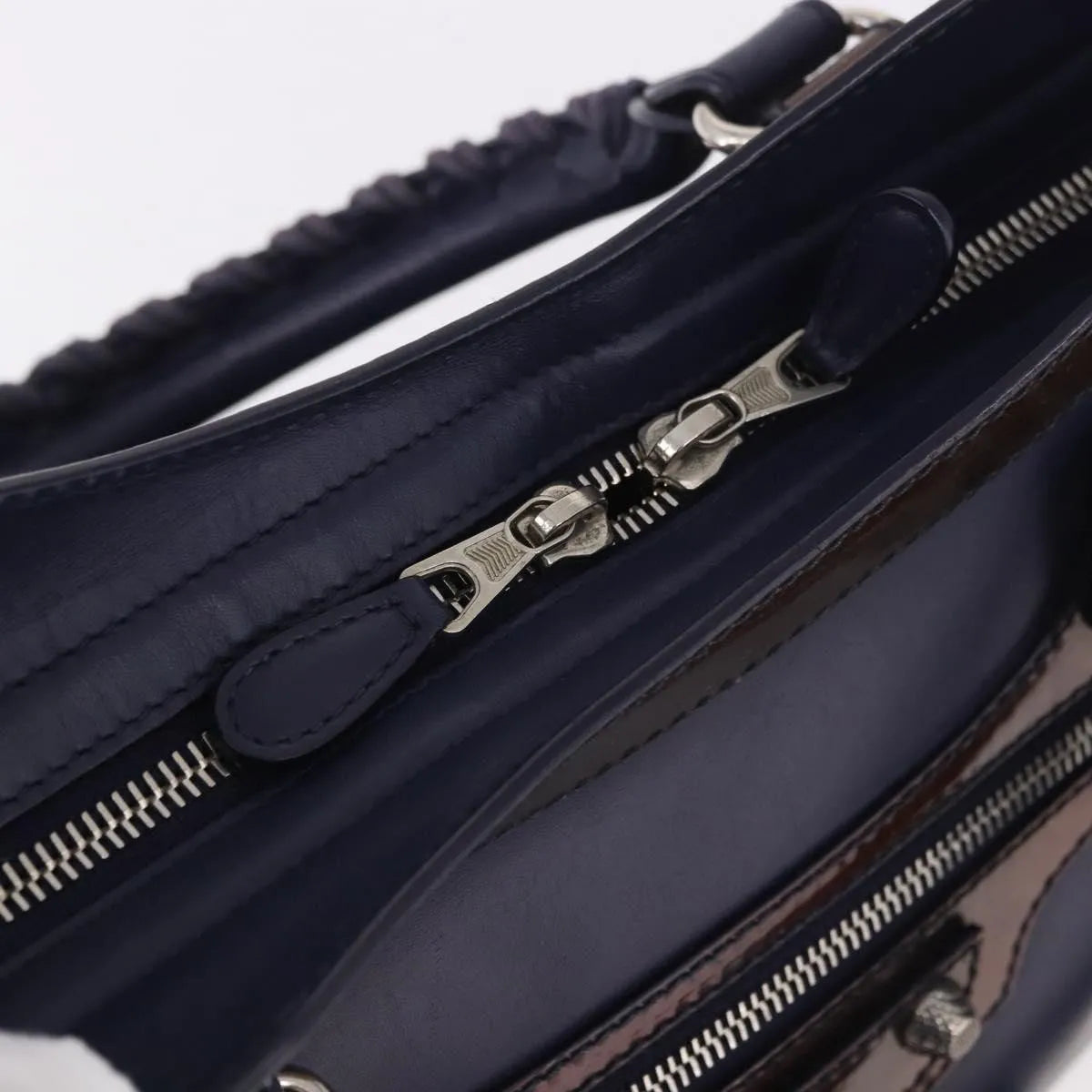 Balenciaga Holiday City Giant Studs Matte Calfskin Navy Leather Handbag (Pre-Owned)