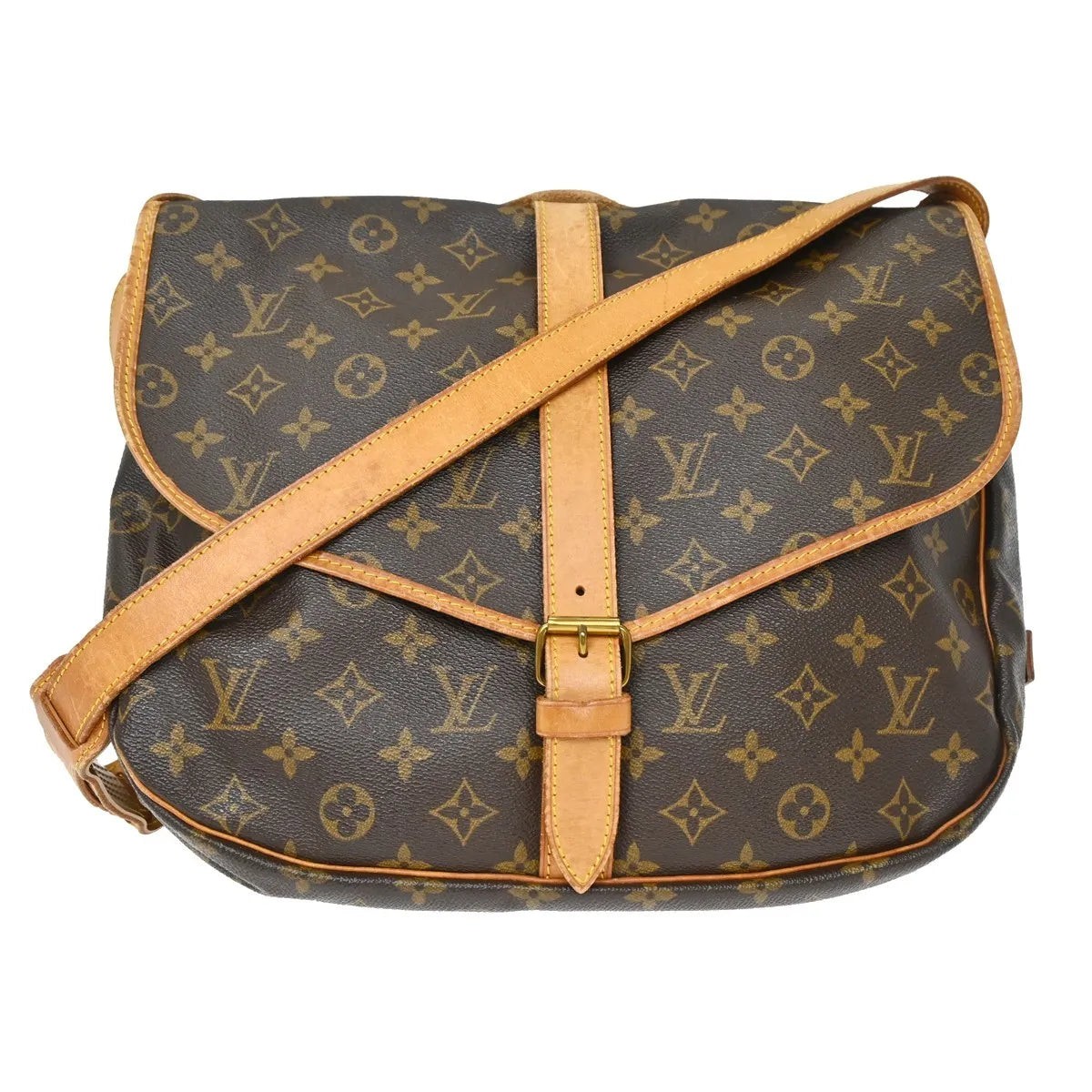 Louis Vuitton Saumur Monogram Canvas Brown Canvas Shoulder Bag Bag (Pre-Owned)