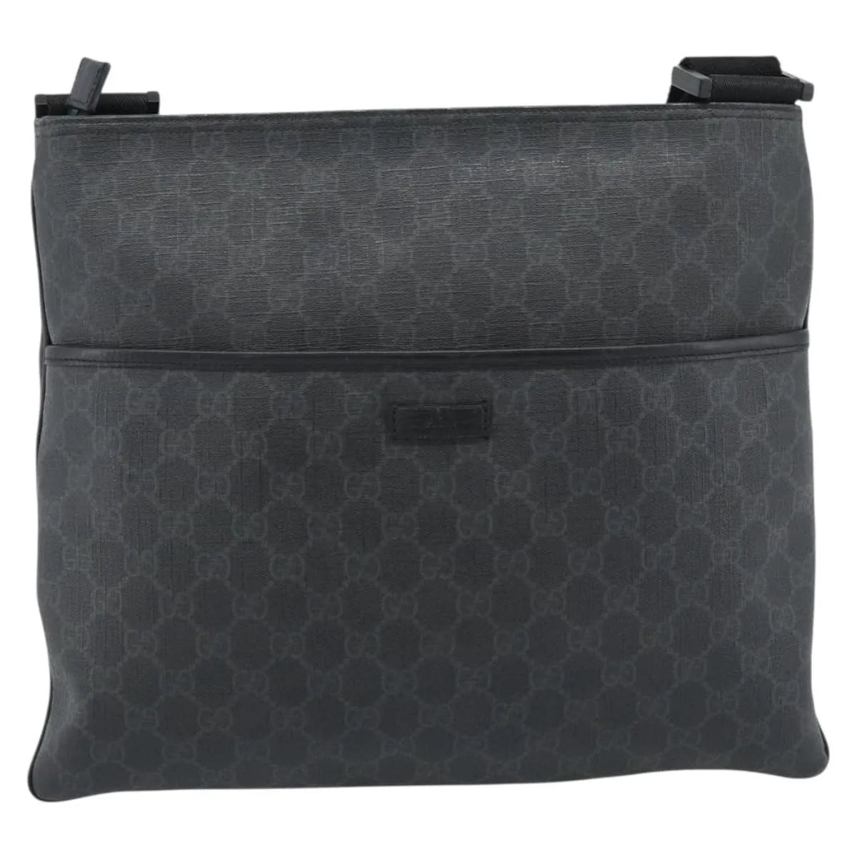 Gucci Vintage Flat Messenger Gg Canvas And Leather Black Canvas Shoulder Bag Bag (Pre-Owned)