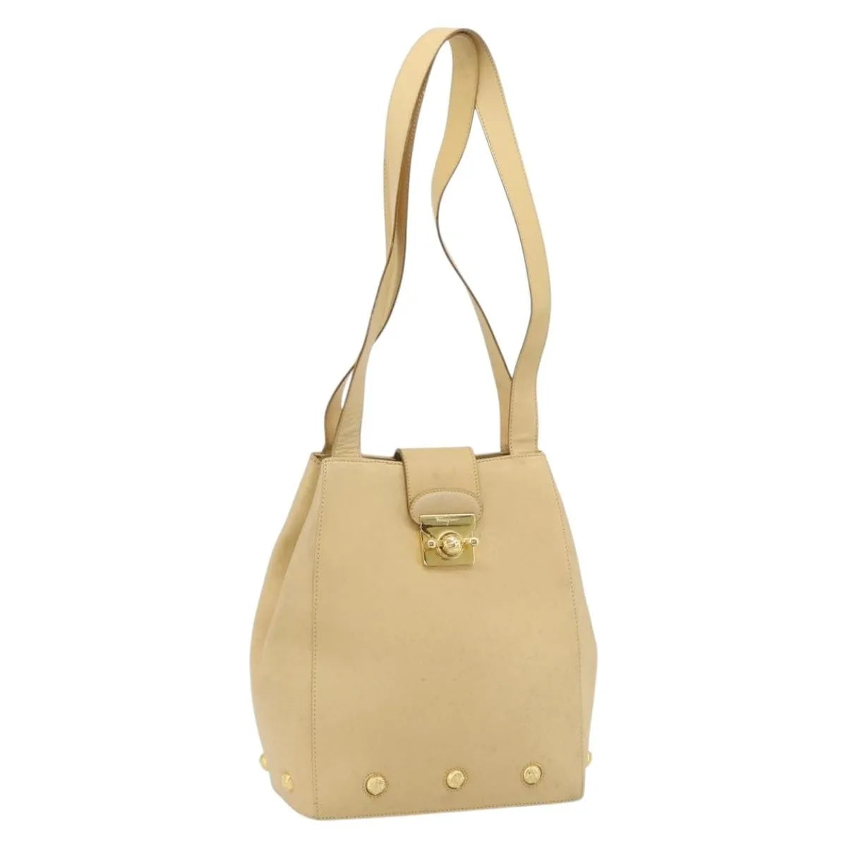 Salvatore Ferragamo Vintage Leather Beige Leather Shoulder Bag Bag (Pre-Owned)