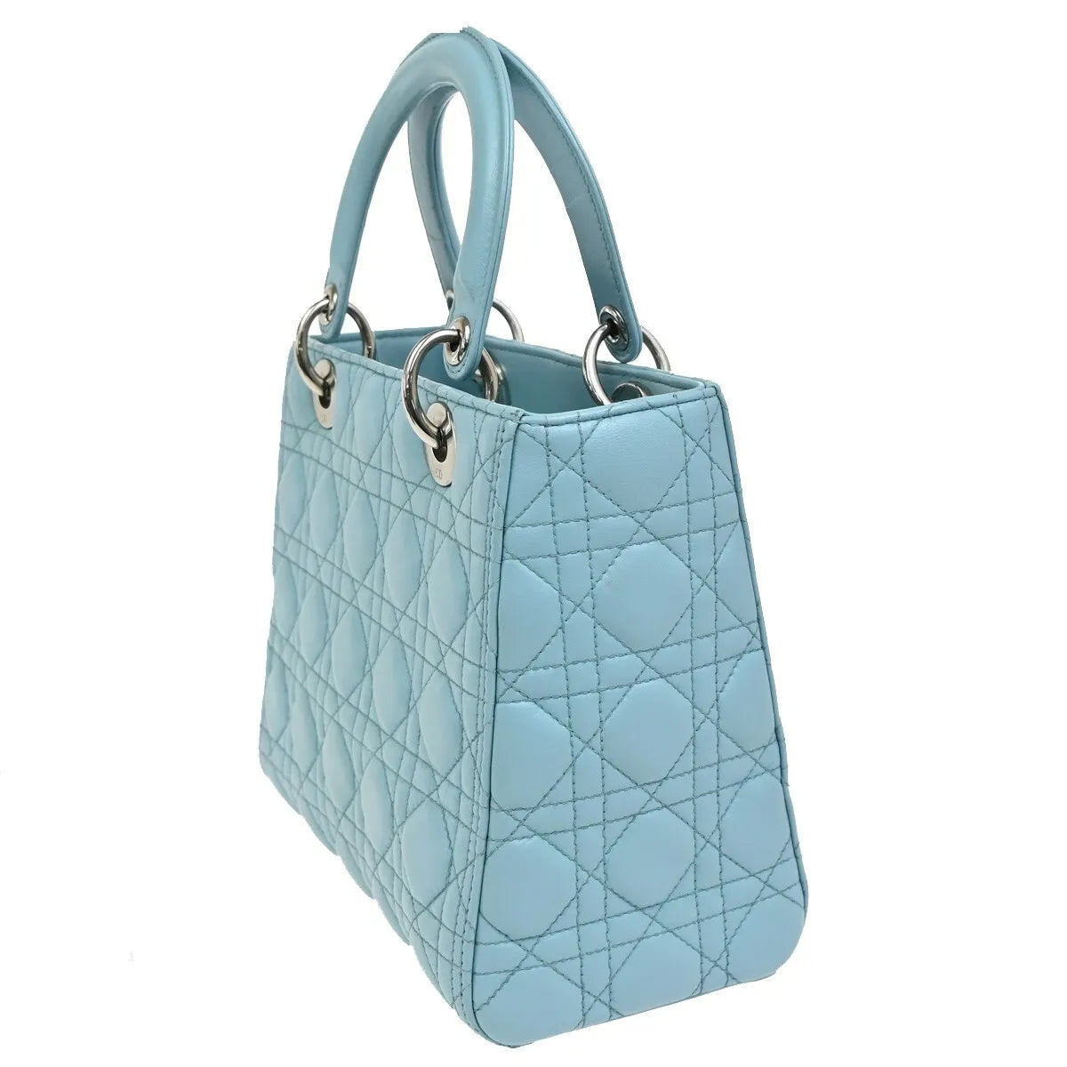 Christian Dior Lady Dior Leather Blue Leather Bag (Pre-Owned)