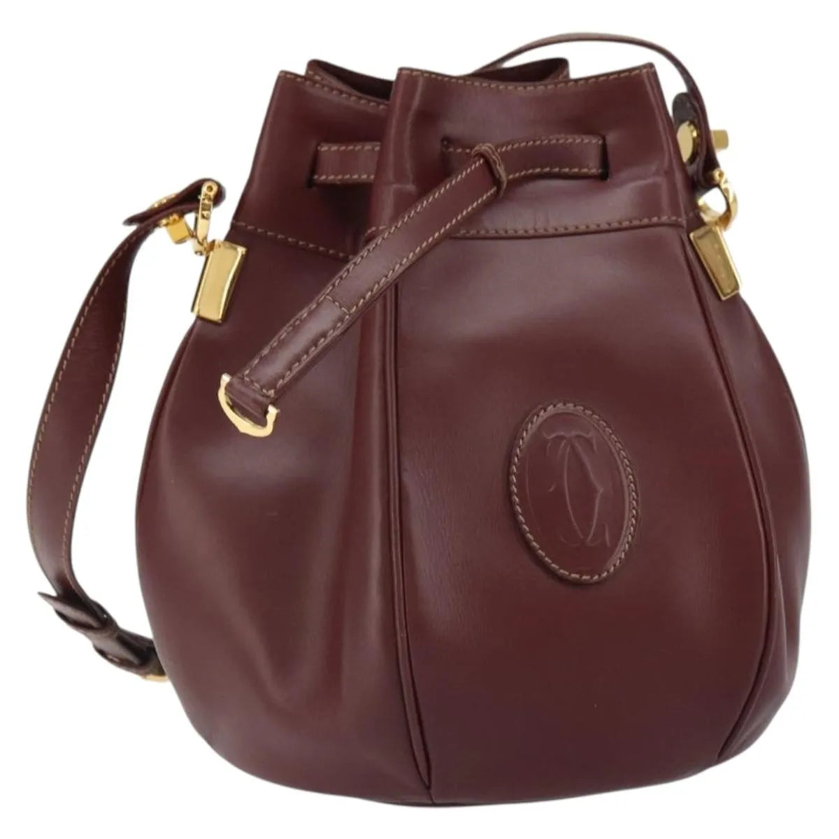 Cartier Must De Cartier Leather Burgundy Leather Shoulder Bag Bag (Pre-Owned)
