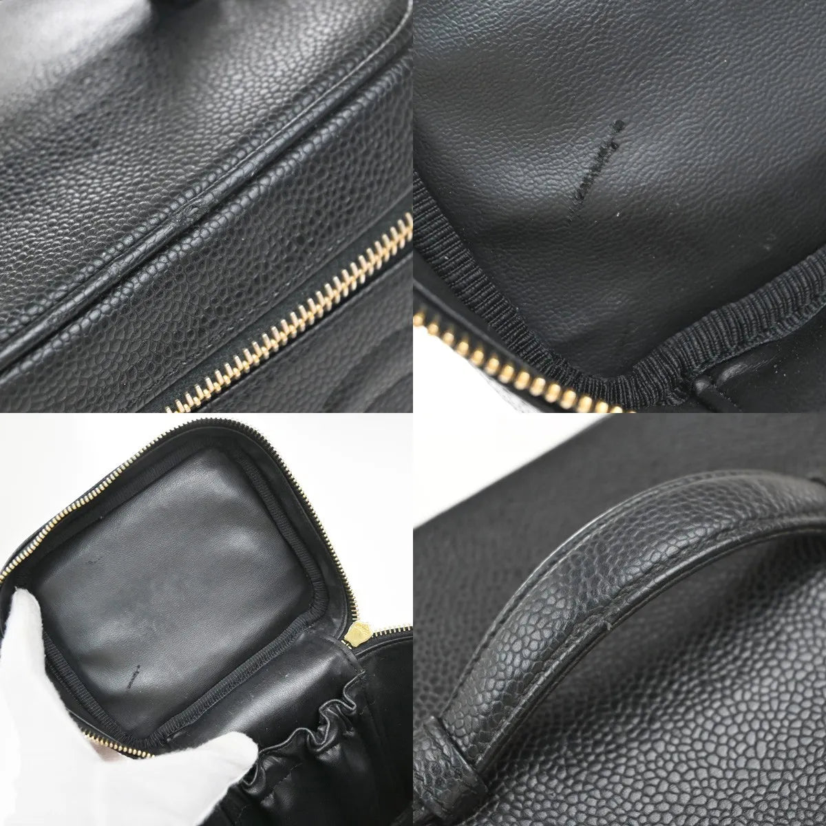 Chanel Vintage Timeless Cosmetic Case Caviar Black Leather Clutche & Pouche Bag (Pre-Owned)