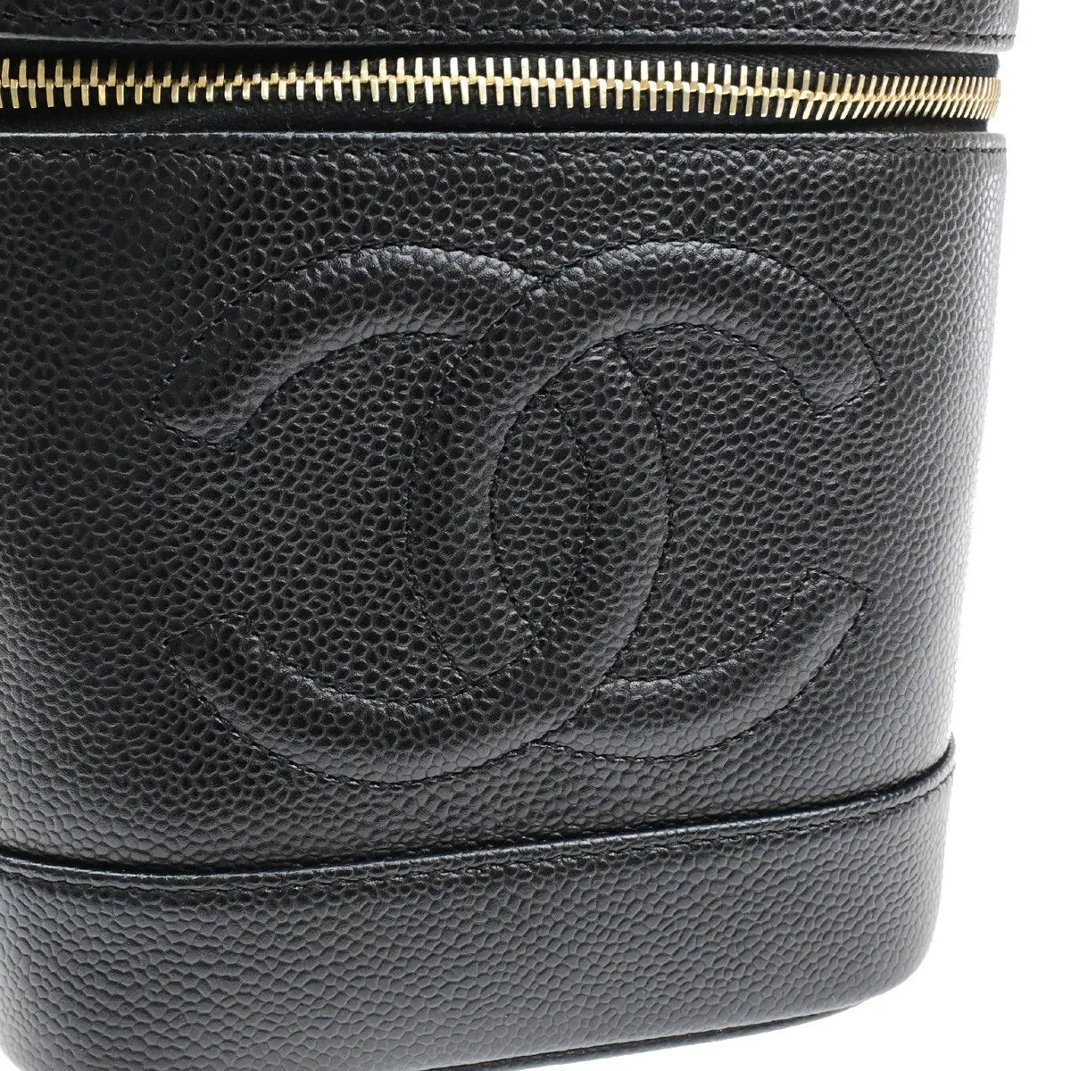 Chanel Vintage Timeless Cosmetic Case Caviar Black Calfskin Handbag (Pre-Owned)